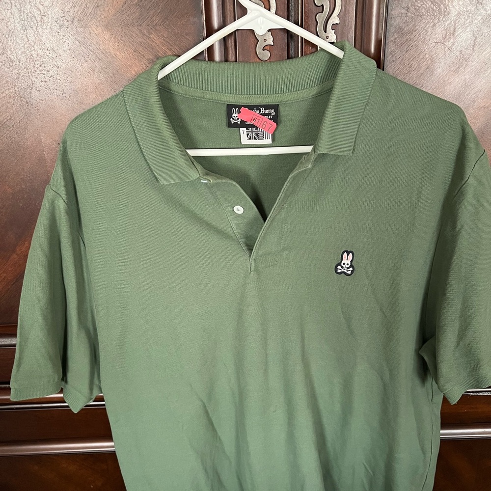 Psycho Bunny Green Polo Shirt with Embroidered Logo